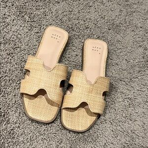 Tan Woven Slide Sandals